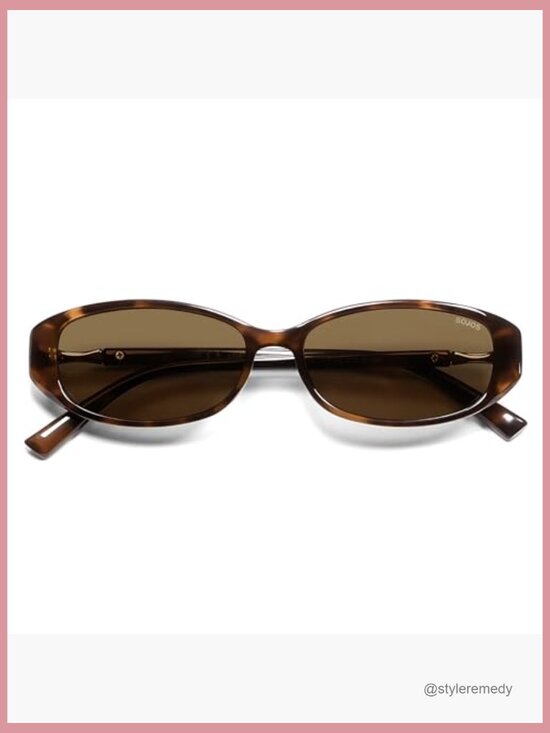 Polarized Retro Oval Sunglasses Lightweight Plastic Frame UV400 Protection main image 6